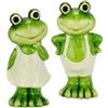 Flair Flower Set di 2 statuette decorative da giardino, 13 cm, terracotta, verde con abito e pantaloni, statuetta decorativa da fiaba, decorazione da giardino, per primavera, estate, autunno, statua da giardino