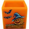 Dekohelden24 Candela XL come lanterna, decorazione di Halloween, zucca all'aperto come candela, zucca di Halloween come candela, portacandela autunnale, candela quadrata, dimensioni (lunghezza x