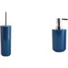 MSV - Scopino WC e Dispenser Sapone Inagua - Blu Scuro | Scopino WC e Dispenser Sapone · Set Bagno Coordinato · Finitura Blu Scuro · Facile da Pulire