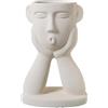 DRW Vaso con testa e braccia in ceramica in beige sabbia 15 x 22 x 34 cm