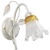 ONLI - applique da parete 1 luce in metallo bianco e argento con sfumature oro. Vetro a forma di calla. 1 x E14