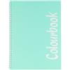 Colourbook Spiralato Pastel - Quaderno Formato A4 Con Fori e Microperforazione, 160 pagine, 70 g/m², Quadretti 5 millimetri Verde acquamarina