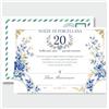 GHIBLI Biglietto Auguri 20 Anni Matrimonio, Regalo Personalizzato Nozze Porcellana | Certificato 20° anniversario di matrimonio da compilare, grande e originale attestato A4 stile pergamena con busta abbinata