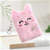 Generic 1PC Cute Plush Pocket Notebook with Keychain Mini Thicken Blank Inner Paper Cartoon Cat Travel Diary Plan Notebook (Pink)