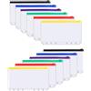 Generic Confezione da 12/24 raccoglitori A6 a 6 fori con tasca con cerniera, sacchetto trasparente e impermeabile, adatto per pianificazione del budget e sistemi di buste per contanti.