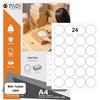 GO Pack 20 fogli - Ø 45 mm, 24 etichette rotonde per foglio, etichette adesive bianche A4, etichette rotonde autoadesive, carta adesiva stampabile compatibile con stampanti a getto d'inchiostro e laser