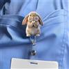 Generic Simpatico porta badge realistico a forma di coniglietto, in acrilico, retrattile, con clip a coccodrillo, regalo adorabile per infermieri, medici, impiegati, amanti degli animali, XPJ-57