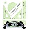 Generico Set di 7 pezzi simpatico panda con geometria, set di bussolas e goniometro | Forniture per il disegno matematico incluse custodia, righelli, goniometro, bussolas, gomme, ricariche di piombo
