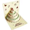 Generic Biglietto di auguri di compleanno 3D - Niche Hot Stamping pieghevole regalo di compleanno con farfalla rossa, design torta pop-up (15,5 x 15,5 x 0,1 cm, rosso)