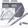 KEMYR Set di 10 pennarelli a punta fine, con custodia, colore grigio | Inchiostro pigmentato impermeabile, indelebile, per manga, fumetti, illustrazione, disegno tecnico e calligrafia