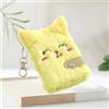 Generic 1PC Cute Plush Pocket Notebook with Keychain Mini Thicken Blank Inner Paper Cartoon Cat Travel Diary Plan Notebook (Yellow)