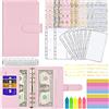 MARICATO Portadocumenti in Pelle A6 PU,MARICATO 29pcs 6 Anelli,Raccoglitore Notebook con Buste Trasparenti Rimovibile e Budget Planner,per Lavoro e Casa, Contanti Organizzatore-Rosa