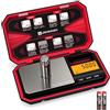 UNIWEIGH Bilancia Digitale Tascabile da Viaggio 200g/0,01g, Rosso | Scala digitale per grammi, mini scala alimentare con peso di calibrazione da 50g, per cucina, gioielli, monete