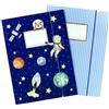 PaPIerDraCHeN 2 cartelle scolastiche di alta qualità per bambini DIN A4 | motivo astronauta - cartella postale per studenti di scuola elementare - raccoglitore di quaderni - pinzatrice a sella - set numero 5