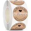 Generic Etichette rotonde in carta kraft da 3,8 cm, stampate con Fait Main Avec Amour (fatte a mano con amore) - Ideali per confezioni regalo, buste, piccole imprese e prodotti artigianali - 500 etichette in
