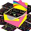 Generic Confezione da 50 foglietti magici da grattare, mini note artistiche arcobaleno da grattare, arte fatta a mano, forniture per feste fai da te, regalo di compleanno, Halloween, Natale