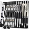 Nicpro 6 Pezzi Metallo Matite Meccaniche Set, Art Matite 0,5 mm, 0,7 mm 0,9 mm e 2mm (2B HB 2H), Portamine con 12 Tubo Mine, Gomma, Temperamatite, Astuccio Per Artista Disegno Scrittura Schizzi