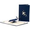 Generic Biglietto di auguri pop-up 3D con aereo, blu, con busta, per viaggi, compleanno, laurea, regalo da uomo