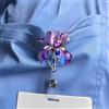 Generic Porta badge retrattile in acrilico con clip a coccodrillo, regalo elegante per infermieri, medici, impiegati, amanti dei fiori e dell'arte, XPJ-83
