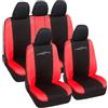 Lupex Shop Auto Accessori Lupex Coprisedili Auto Universali Modello Racing, Set Fodere per Protezione Sedili Anteriori e Posteriori, (Nero - Rosso)