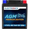Electronicx Batteria moto AGM YTX7L-BS 12V 7Ah 120A - Starter compatto, sigillato, senza manutenzione, resistente alle vibrazioni e alle perdite - per scooter, quad e moto - 113×70×128 mm