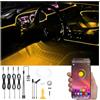 QAUBEN 4 metri di fibra ottica Auto illuminazione ambientale con Bluetooth App Control 64 colori musica multicolore kit di illuminazione interna DC 12V 1W