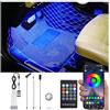 QAUBEN Auto Footwell luci dell'atmosfera interna, kit di illuminazione ambientale multicolore RGB per auto, sincronizzazione musicale attiva in modalità fai da te, telecomando RF + controllo APP 12V