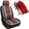 BOOST Coprisedile Auto Estivo in Bambù Naturale, Copri Sedile Antisudore Traspirante con Supporto Lombare Integrato, Schienale Universale Fresco per Auto (Rosso con Parasole, Singola)