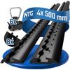NTG Blackline guide aeree in alluminio in set economico | forate e anodizzate nere | forma semitonda 500 mm | guida aerea semitonda per il fissaggio del carico di camion e camper | guida di ancoraggio
