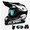 Generic Casco Motocross Adulto, Casco Moto per Cross, Enduro, Quad e Fuoristrada | Ventilazione multicanale, 2 imbottiture XS-S/M-L traspiranti e lavabili, doppio anello D, vestibilità stabile e confortevole
