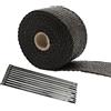 TAKPART 5 m x 5 cm, nastro di protezione dal calore, per marmitta in titanio, per moto, con 10 fascette da 20 cm, colore nero