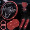 Generic Set di 8 coprivolanti per auto da donna, con strass rossi, copertura per cinture di sicurezza, universali, adatti alla maggior parte delle auto (diamante rosso)