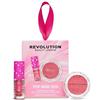 Revolution Beauty London Revolution Pop Rose Kiss blush & duo labbra Pink Shimmer | Mini Reloaded Blusher & Pout Lip Oil, regalo per lei, vegan & Cruelty-Free