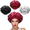 Skaaisont 3 Pezzi Cuffia Seta per Ricci Bonnet Notte per Dormire, Cura dei Capelli e Della Pelle, Lavare il Viso, Maschera Facciale Idroterapia Sesso Femminile (Rosso Nero Grigio)