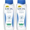 Lycia, Bagnoschiuma Original con Vitamina E e Fiori Bianchi, Deterge Delicatamente e Mantiene la Pelle Idratata, Avvolgente Profumo Fiorito, Ingredienti di Origine Naturale, 750 ml (Confezione da 2)