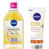 NIVEA Skincare Kit con Acqua Micellare Skin Glow 400 ml e Q10 Siero-Lozione Corpo Rassodante + Energizzante 200 ml, Idratante corpo 72h e struccante viso, occhi e labbra, Pelle spenta e sensibile