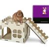 HIIMALEX Habitat extra large e robusto castello per conigli al chiuso con scale, bordi rotondi, habitat staccabili per conigli, ricci, porcellini d'India, cincillà, criceti, gerbilli