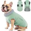 Hjumarayan Cappotto invernale per cani, foderato in pile, caldo, con foro per imbracatura, riflettente, trapuntato, impermeabile, per bulldog francese, carlino (verde salvia, M)