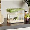 Generic Mini acquario Betta da tavolo, 1,7 galloni trasparente con coperchio, serbatoio acquatico leggero e portatile, piccolo habitat di allevamento, ornamento decorativo moderno per casa ufficio scrivania