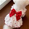 Generic Grazioso vestito per cani con stampa a cuore con fiocco, perfetto per compleanni e vacanze, disponibile nelle taglie per cani di taglia piccola, media e grande (S)