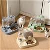 Generic Mangiatoia automatica 2 in 1 per animali domestici e distributore d'acqua, contenitore trasparente visibile, design rimovibile facile da pulire, adatto per gatti di piccola taglia o alimentazione