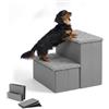 Relaxdays Scala per cani pieghevole, 2 gradini, con vano, grigio | 32x40x35 cm, rivestimento in tessuto, per letto/divano