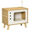 DecHome - Cuccia Gatto Interno Casetta in Truciolato a forma di Televisore con Cuscino e Pallina Giocattolo 50x28x43 cm