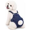 Colenumone Pannolini lavabili per cani femminili con bretelle regolabili,mutandine riutilizzabili in denim per ciclo di calore e incontinenza,pannolini antiscivolo con gancio e anello, taglia S