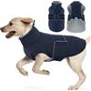 Hjumarayan Cappotto invernale per cani, foderato in pile, caldo, con foro per imbracatura, riflettente, trapuntato, impermeabile, per cani di taglia media, Border Collie (blu scuro, XL)