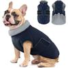 Hjumarayan Cappotto invernale per cani, foderato in pile, caldo, con foro per imbracatura, riflettente, trapuntato, impermeabile, per bulldog francese, carlino (blu scuro, M)
