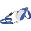 Ferplast Guinzaglio per Cani Allungabile AMIGO MEDIUM, Guinzaglio per Cani Taglia Media fino a 25 Kg. Cordino max 5 m. Unico Pulsante per Blocco e Rilascio, Blu, Cover Bianca