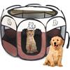EUBSWA Recinto Cani da Interno, 74x74x43cm Recinto per Gatti, Box Pieghevole per Cane, Gabbia per Gatto Esterno, Box per Cucciolo Gattini Conigli, Marrone