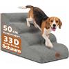 X XBEN Scala er Animali, Scale per Cani e Gatti Piccoli, Anziani e Feriti | 33D Schiuma ad Alta Densità, Pendenza Dolce, Fodera Lavabile, Aderenza, Antiscivolo, per Letto e Divano, 4 Gradini, 50 CM