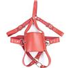 Canarea Gambo bocca harness testa imbracatura maschera con palla gag silicone bavaglio sm bondage fesole fetish cosplay giocattolo sessuale per principianti coppie regolabili (rosso), Nero , 1